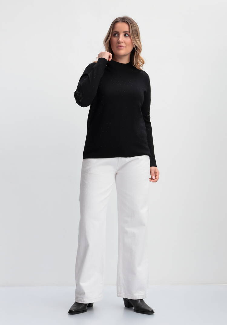 Джемпер со стразами и декоративной вставкой шир.  750, рис. 8