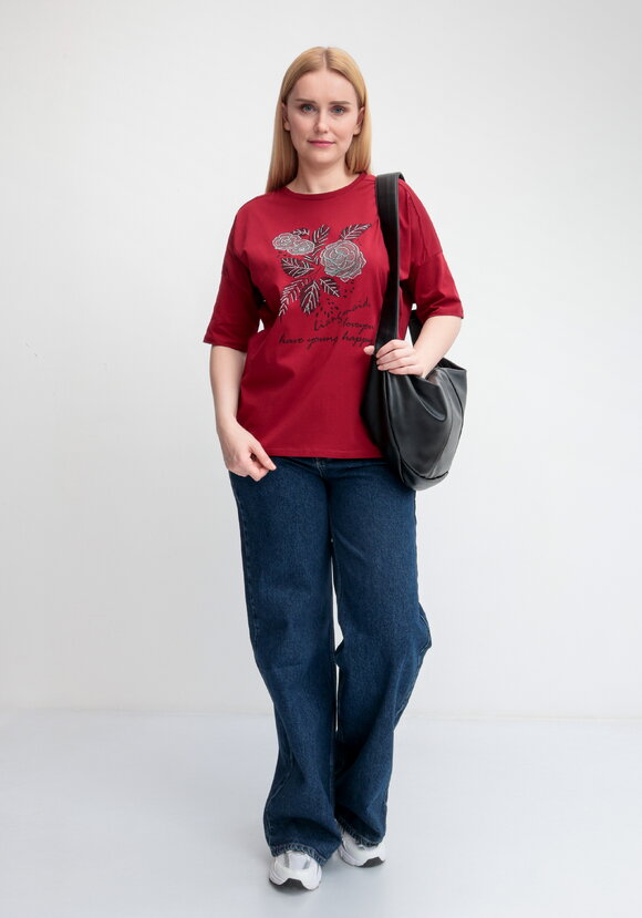 Футболка с принтом Зеленый цветок шир.  580, рис. 7