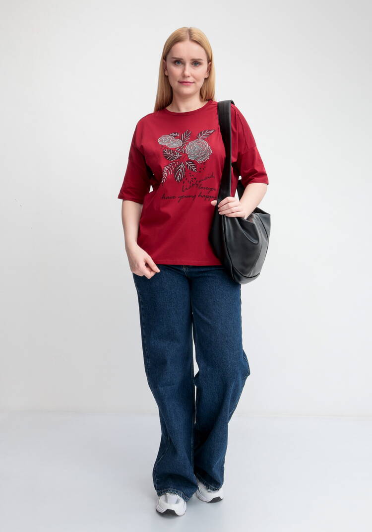 Футболка с принтом Зеленый цветок шир.  750, рис. 7