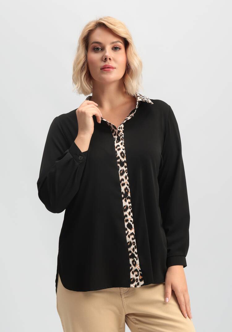 Блуза с принтом по воротнику и планке шир.  750, рис. 10