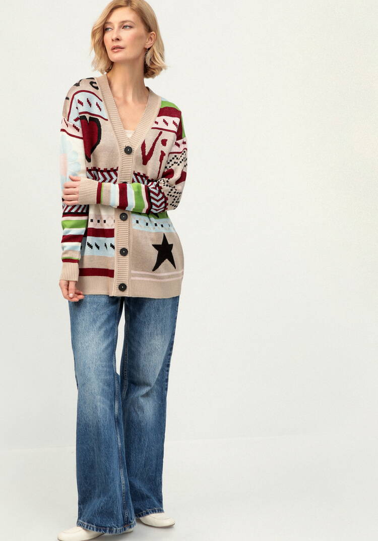 Кардиган удлиненный с ярким рисунком шир.  750, рис. 2