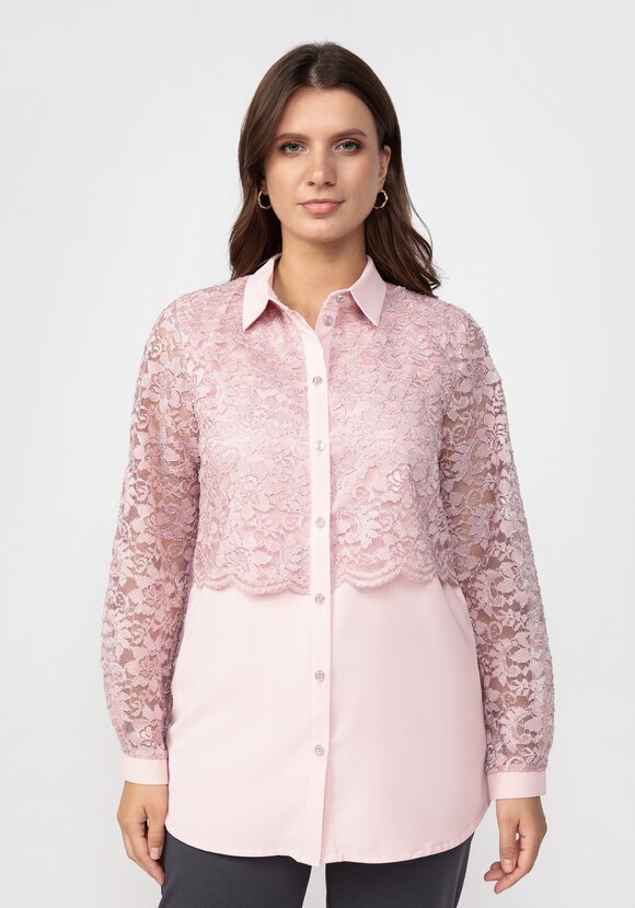 Блуза с ажурным кружевом прямого силуэта шир.  580, рис. 4