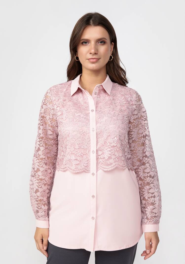 Блуза с ажурным кружевом прямого силуэта шир.  750, рис. 4