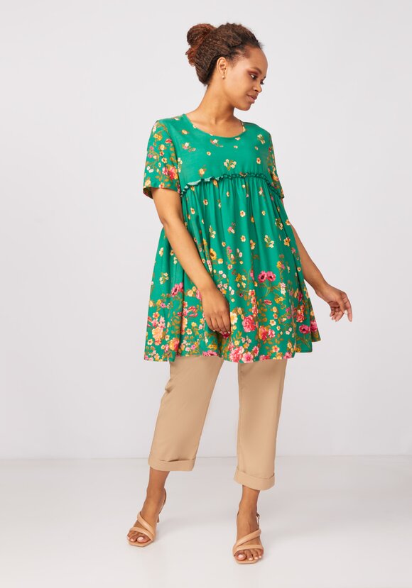 Туника с цветочным принтом свободного кроя шир.  580, рис. 2