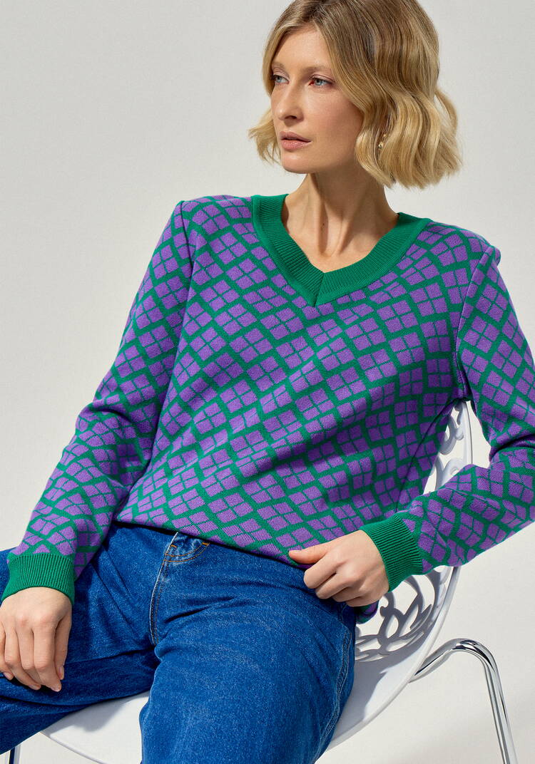 Джемпер женский с V-образным вырезом шир.  750, рис. 20