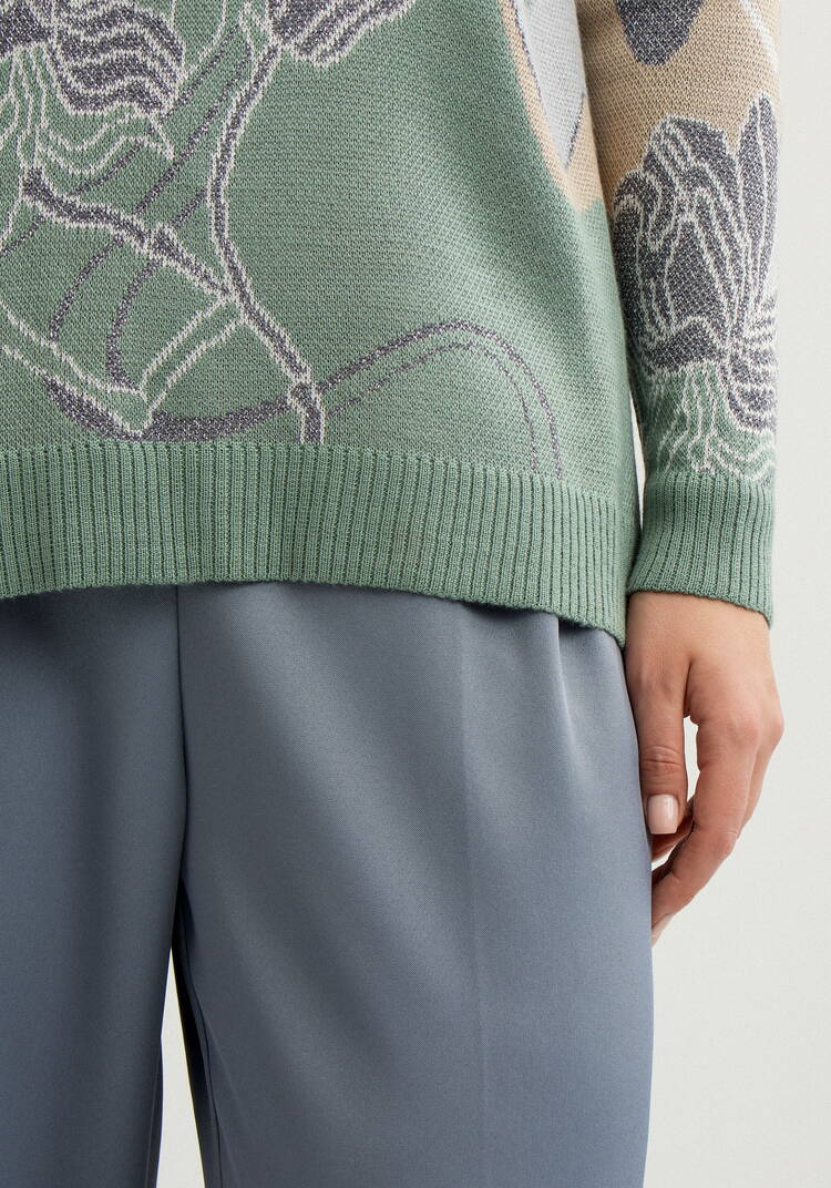 Джемпер с цветочно-абстрактным принтом шир.  750, рис. 11