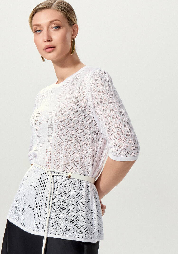 Джемпер с ажурным рисунком и защипами шир.  750, рис. 31