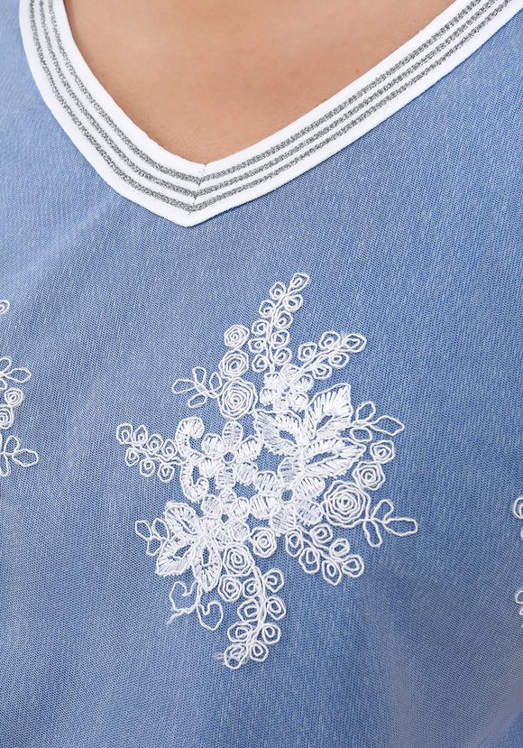 Блуза свободная с кружевной вставкой шир.  580, рис. 8