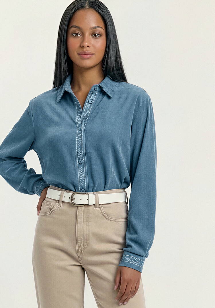 Рубашка из микровельвета с вышивкой шир.  750, рис. 5