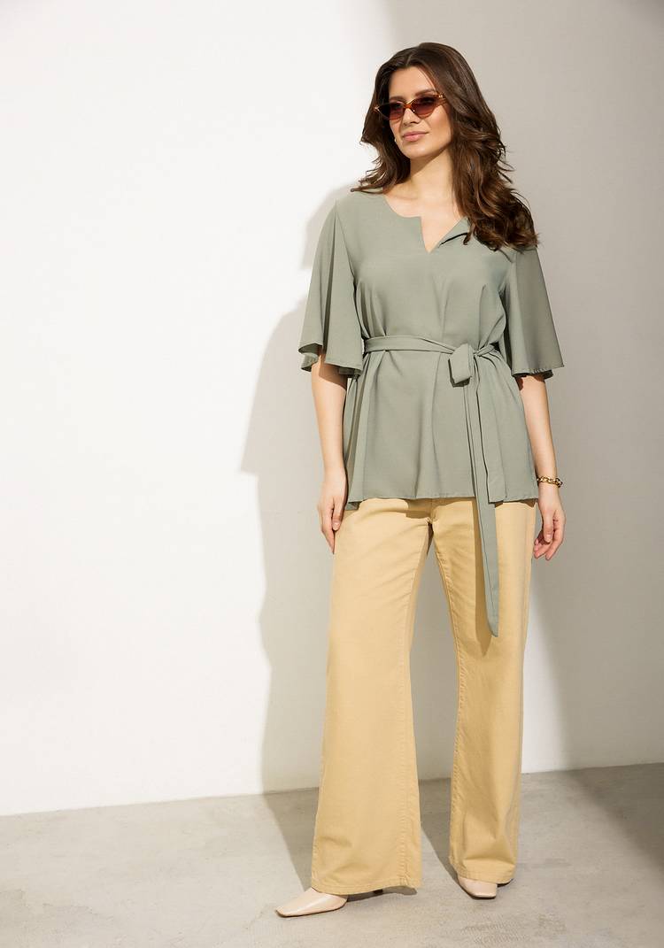 Блуза А-силуэта с поясом шир.  750, рис. 6