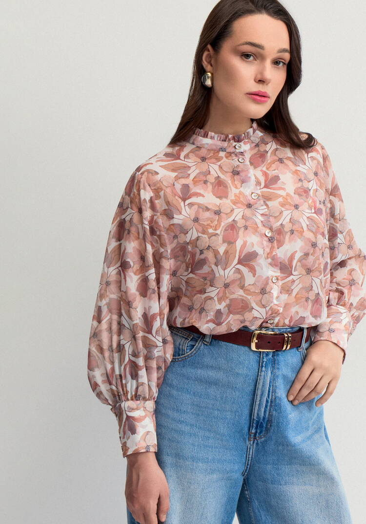 Блуза легкая с цветочным принтом шир.  750, рис. 7