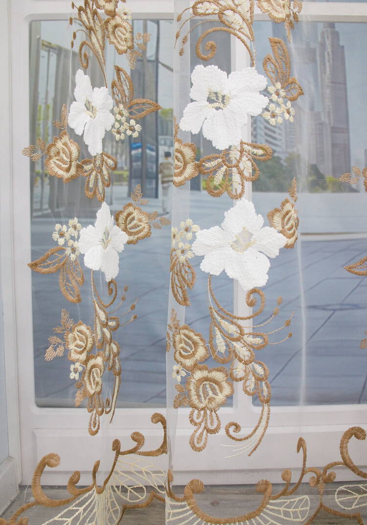 Тюль с вышивкой Белый цветок шир.  750, рис. 13