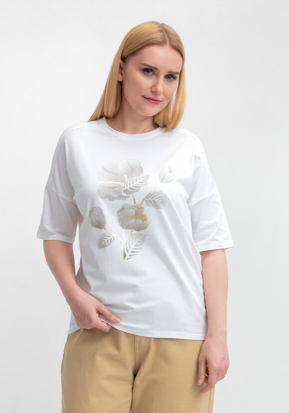 Футболка с принтом Золотой цветок шир.  580, рис. 19