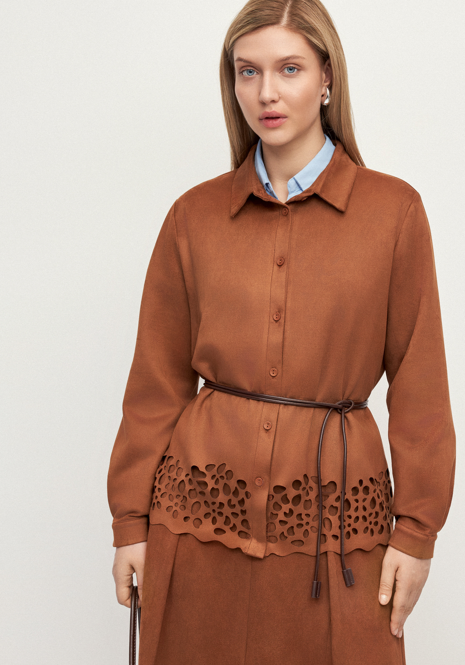 Рубашка замшевая с ажурным узором quotВеста quot 4499₽