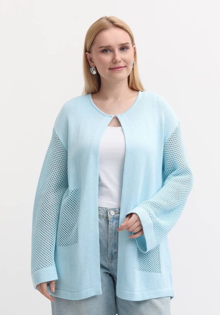 Кардиган оригинальной вязки прямого кроя шир.  750, рис. 1