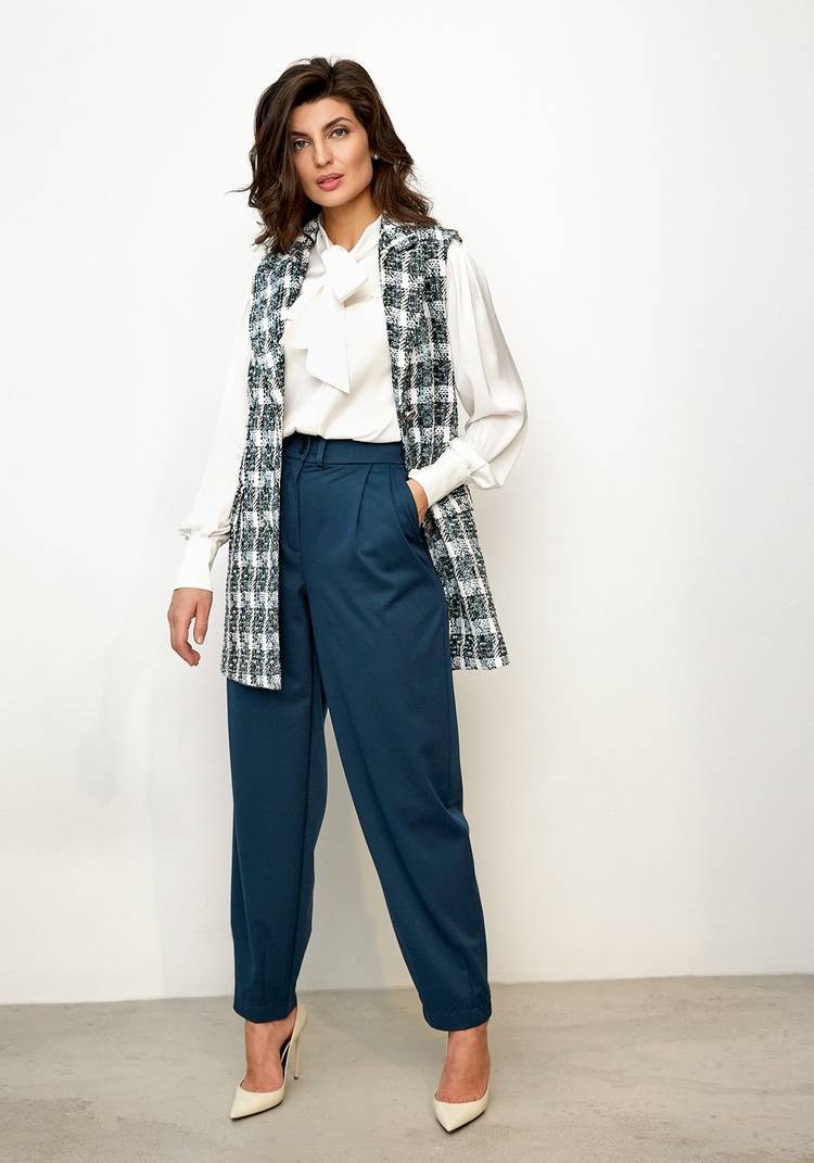 Жилет на пуговицах с карманами из твида шир.  750, рис. 5