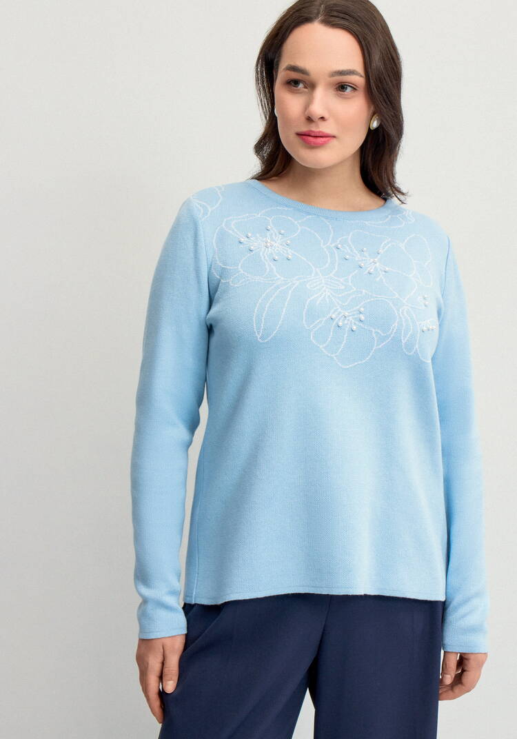 Джемпер с графичными цветами шир.  750, рис. 7