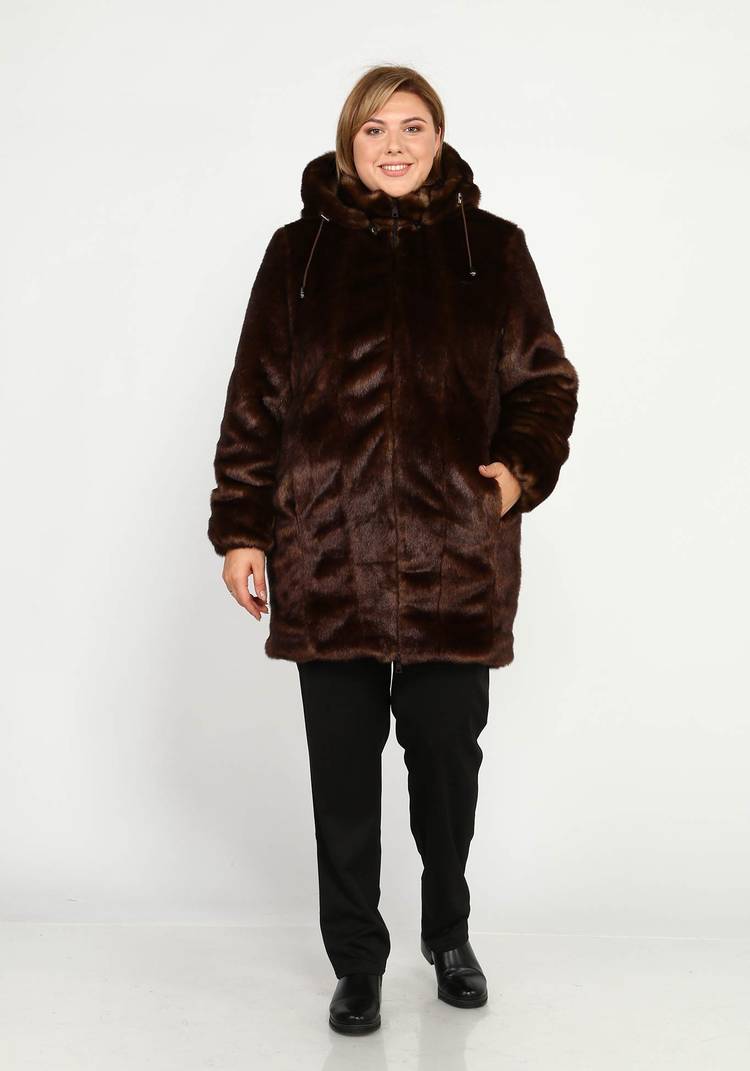 Шуба на молнии из эко-меха с капюшоном шир.  750, рис. 14