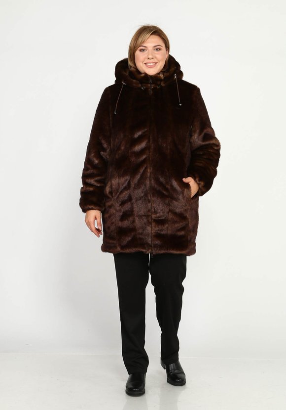 Шуба на молнии из эко-меха с капюшоном шир.  580, рис. 14
