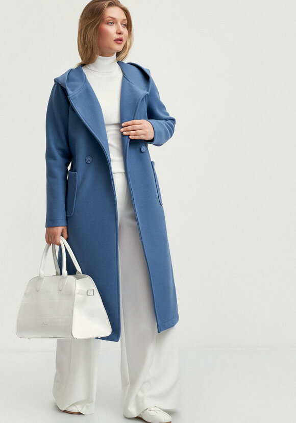 Пальто удлиненное на запах с разрезами шир.  580, рис. 21