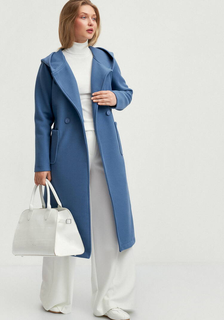 Пальто удлиненное на запах с разрезами шир.  750, рис. 21