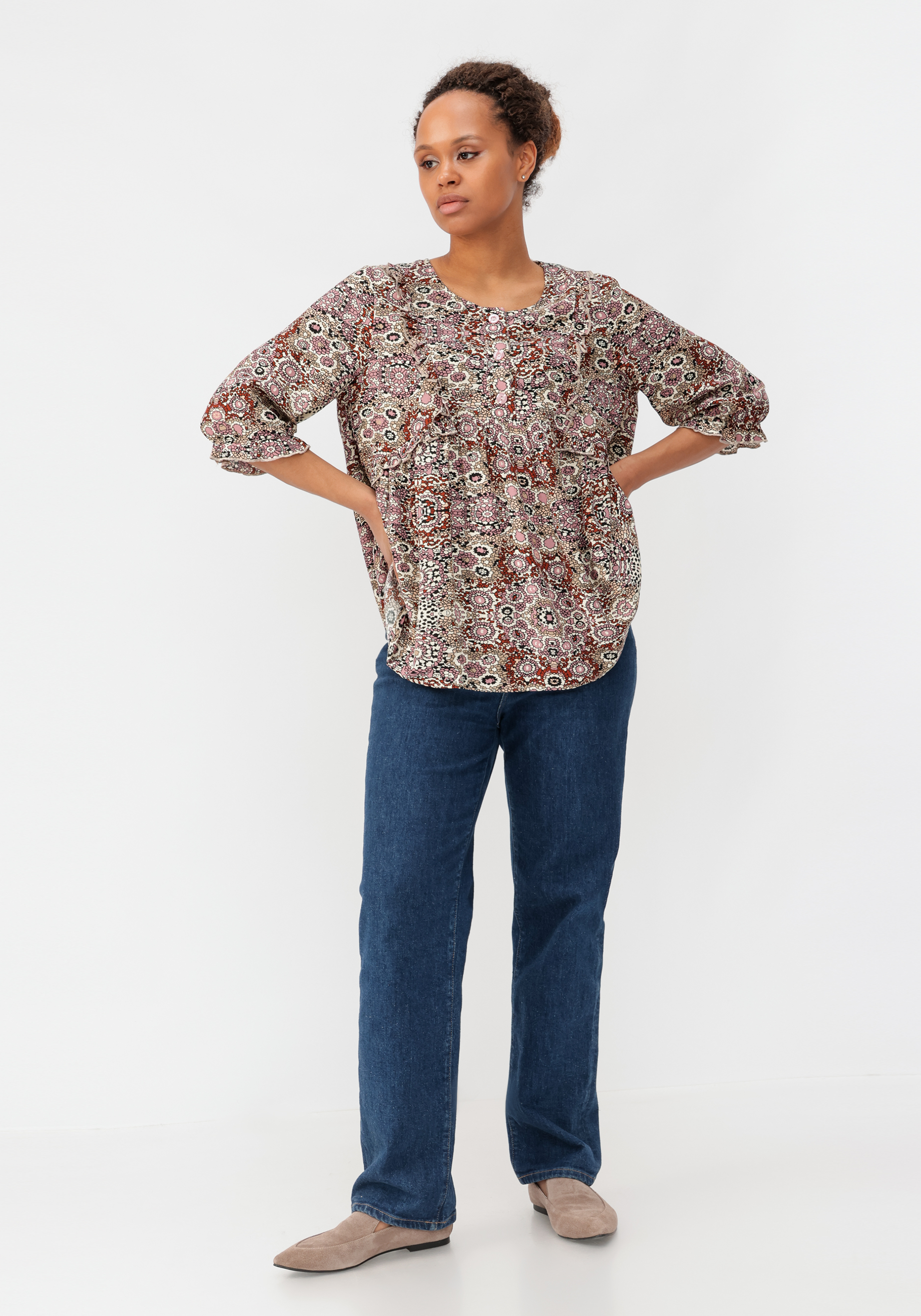 Блуза из штапеля свободного кроя Frida, размер 54-56, цвет розовый - фото 8