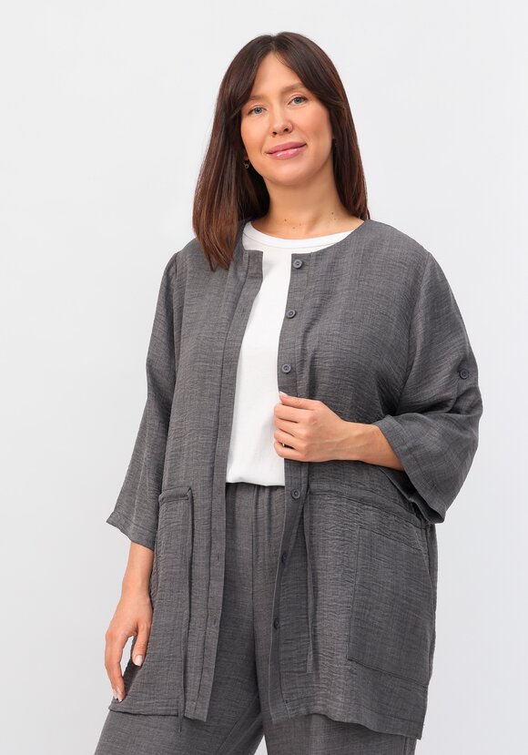 Кардиган на пуговицах с кулиской по талии шир.  580, рис. 56