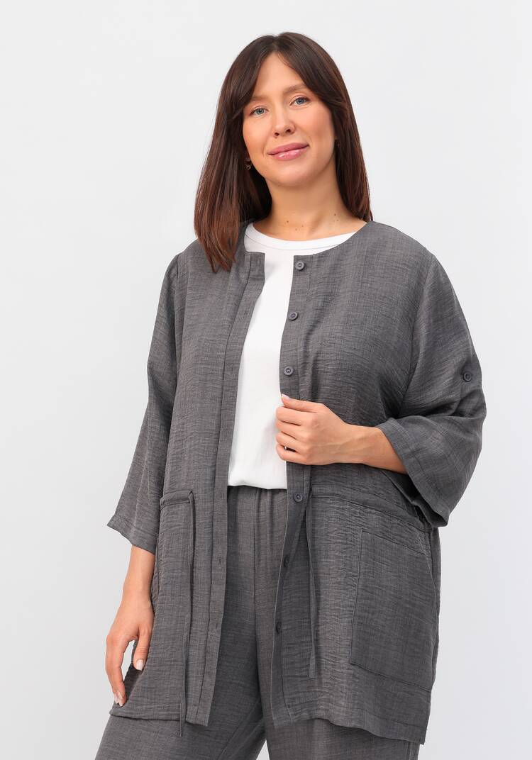 Кардиган на пуговицах с кулиской по талии шир.  750, рис. 56