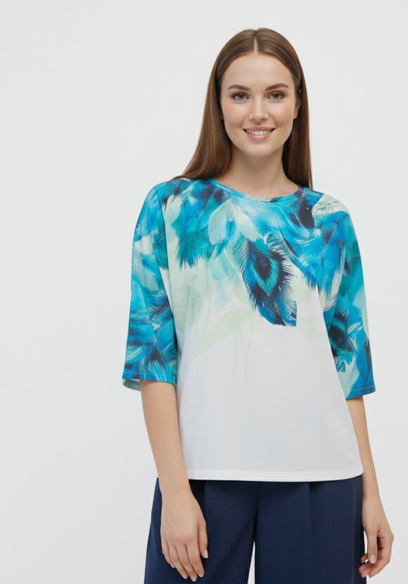 Джемпер с принтом Перья шир.  580, рис. 4