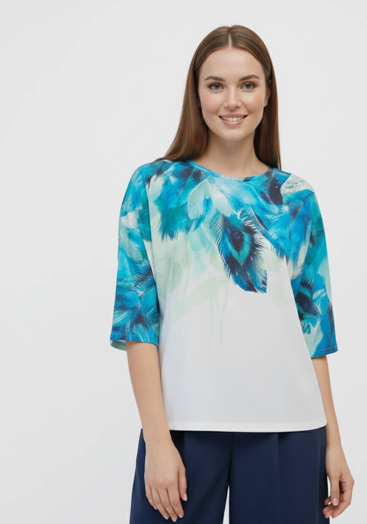 Джемпер с принтом Перья шир.  750, рис. 4