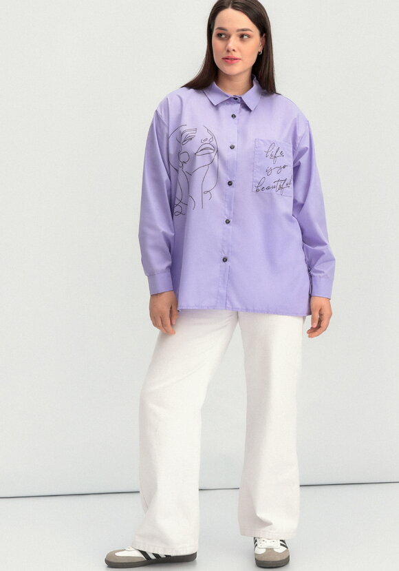 Рубашка с принтом на передней полочке шир.  580, рис. 20