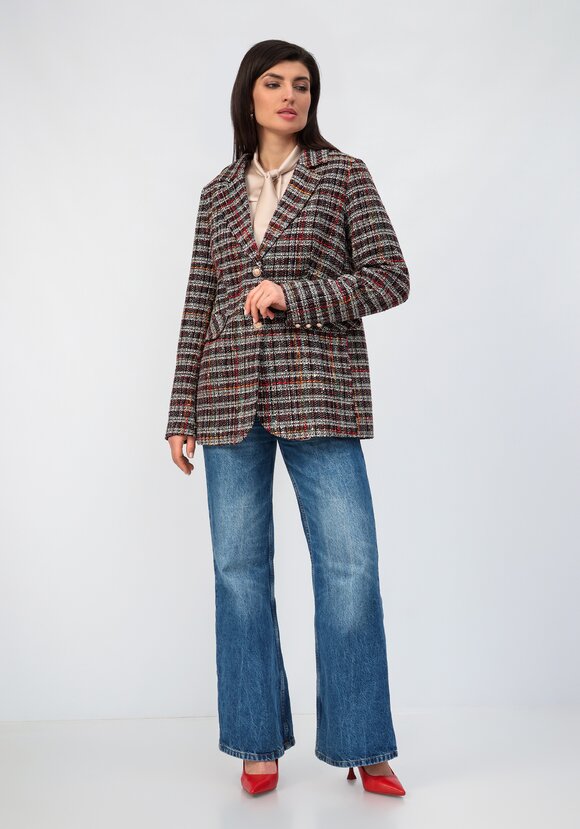 Пиджак из твида в клетку на подкладе шир.  580, рис. 2