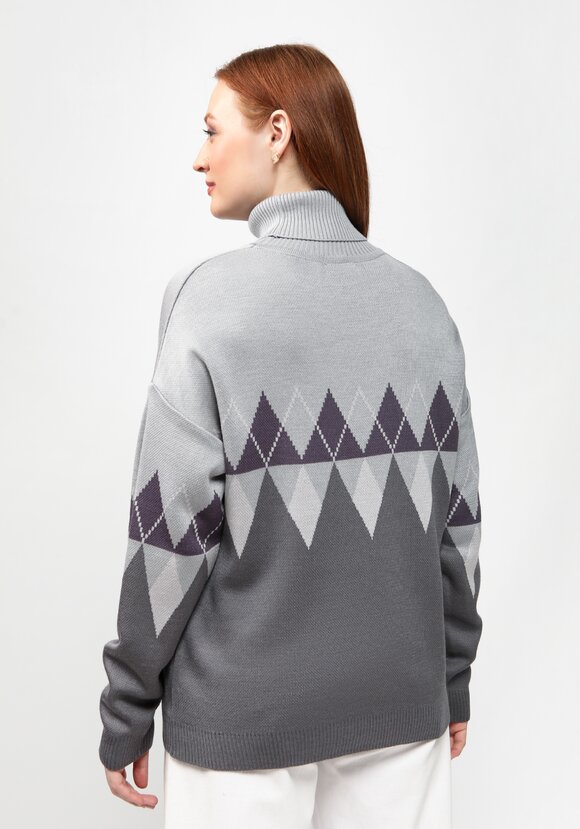 Джемпер с принтом ромб и высоким горлом шир.  580, рис. 12