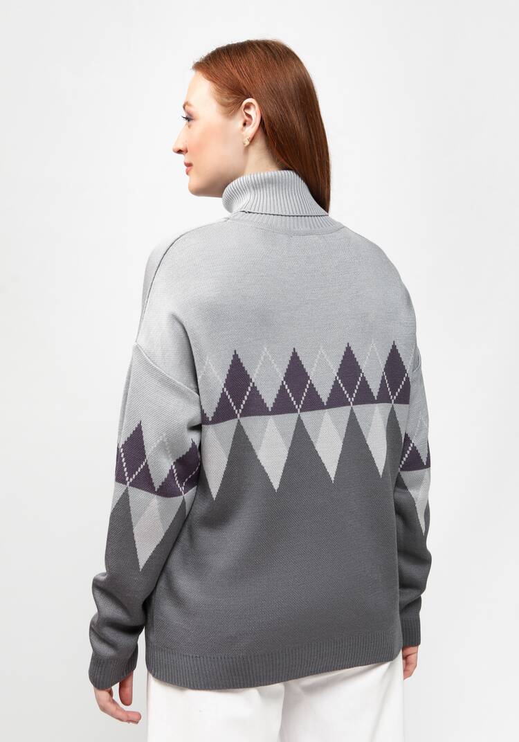 Джемпер с принтом ромб и высоким горлом шир.  750, рис. 12