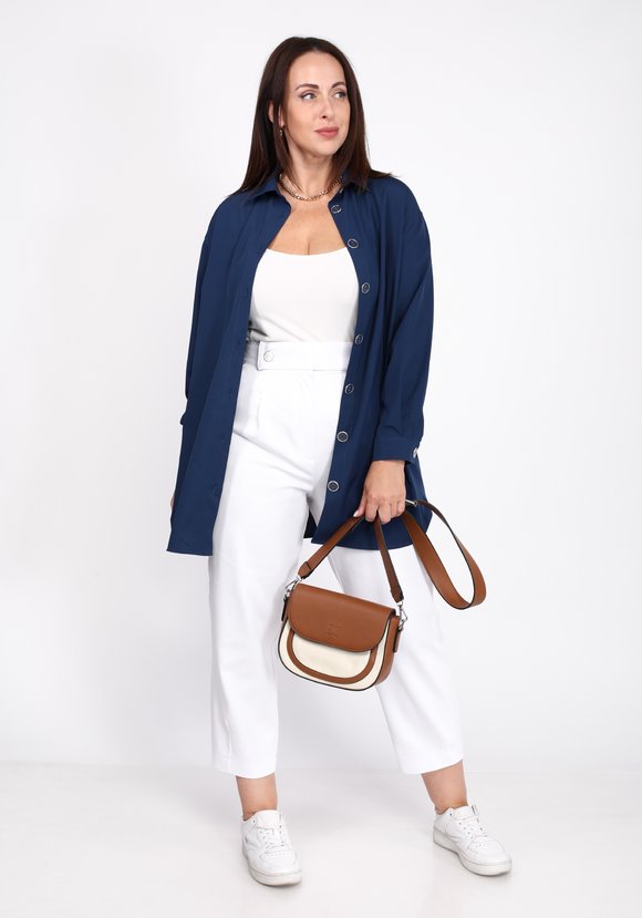 Блуза-рубашка с крупными пуговицами шир.  580, рис. 1