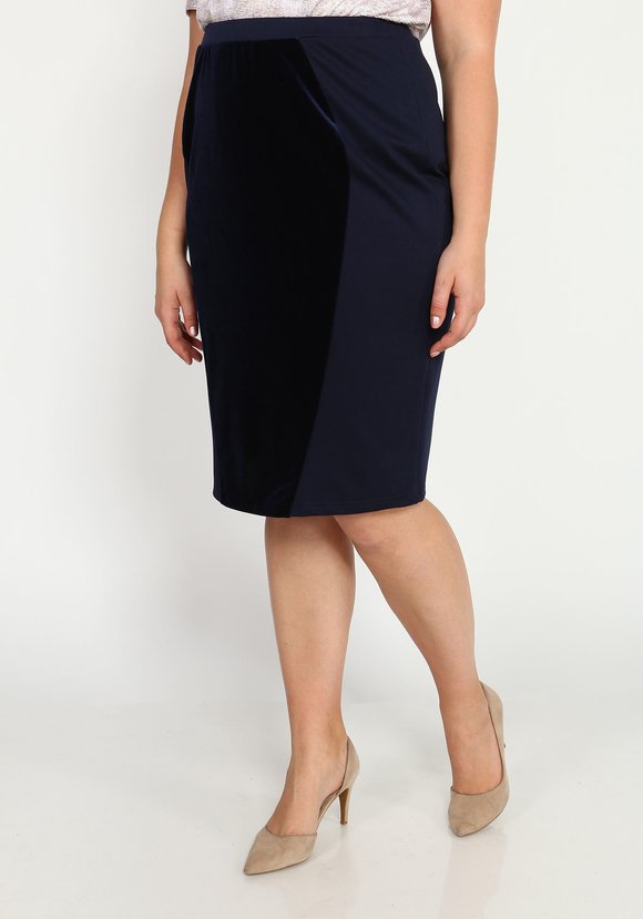 Юбка на резинке с бархатной вставкой шир.  580, рис. 3