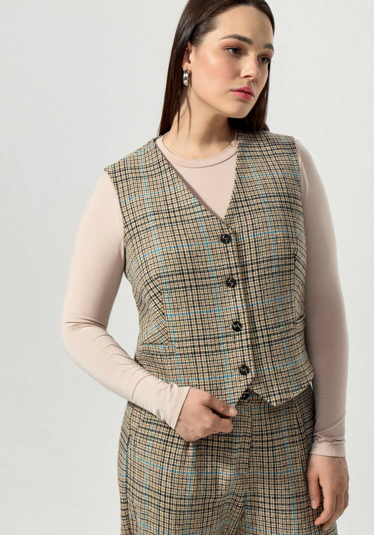 Жилет с принтом клетка шир.  750, рис. 7
