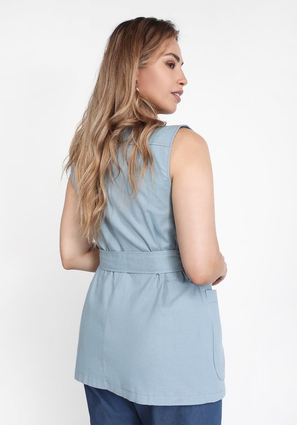 Жилет двубортный с поясом шир.  580, рис. 2