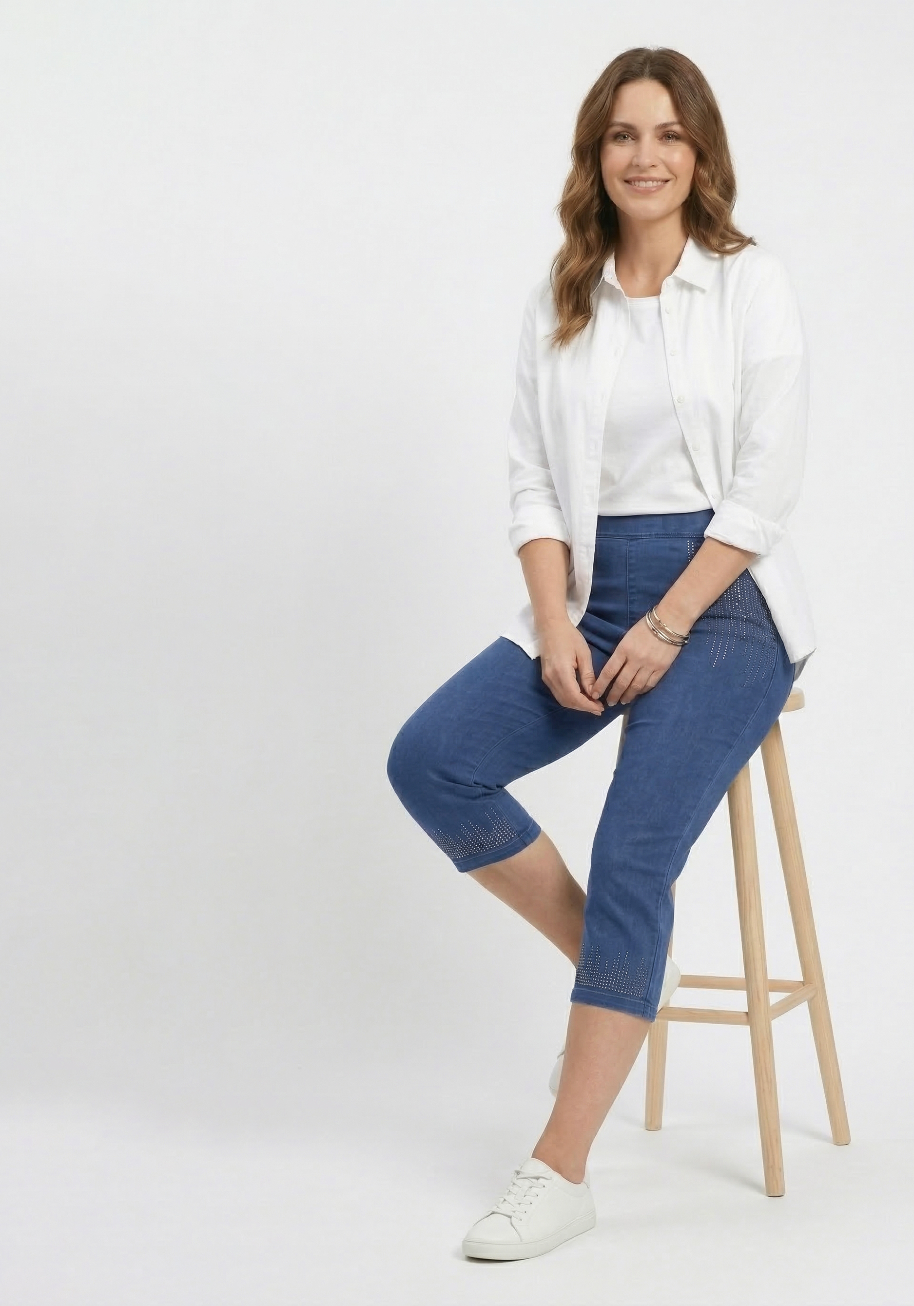 Брюки 7/8 со стразами
