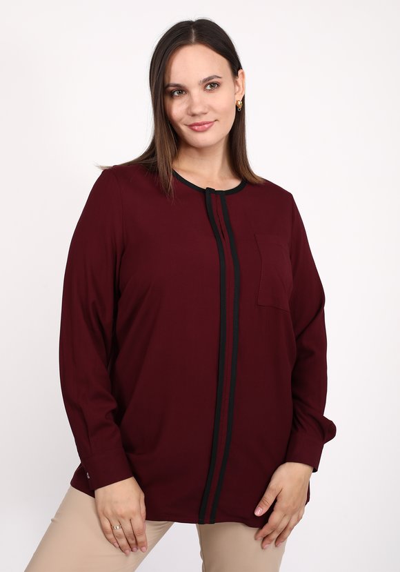 Блуза с контрастной планкой и карманом шир.  580, рис. 9