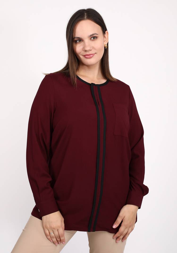 Блуза с контрастной планкой и карманом шир.  750, рис. 9