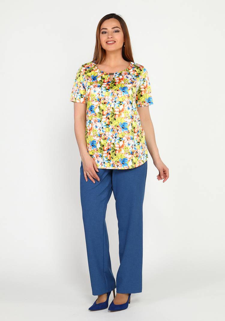 Блуза прямая с цветочным принтом шир.  750, рис. 1