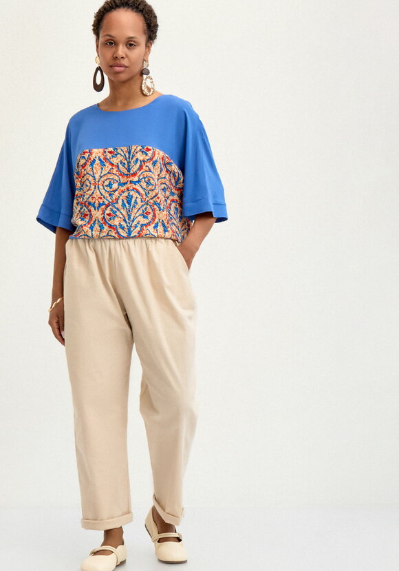 Брюки прямые изо льна с карманами шир.  580, рис. 1