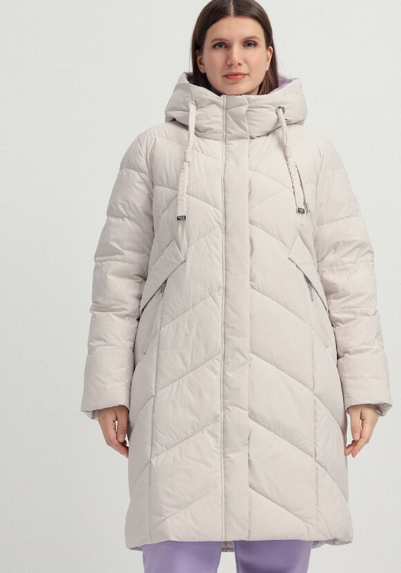 Пуховик с капюшоном и фактурной стежкой шир.  580, рис. 4