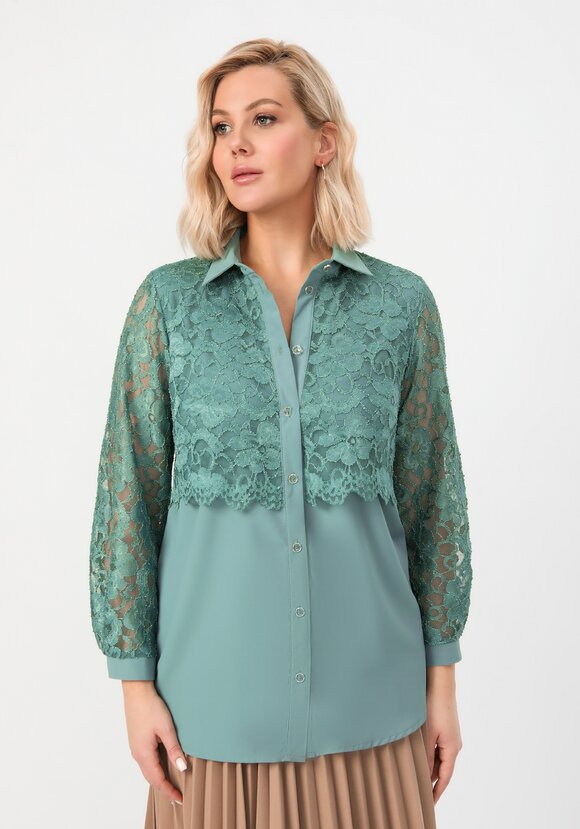 Блуза с ажурным кружевом на груди шир.  580, рис. 17