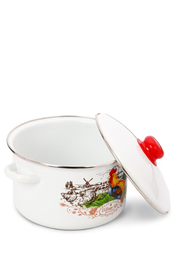 Эмалированная кастрюля с крышкой Петушок шир.  580, рис. 14