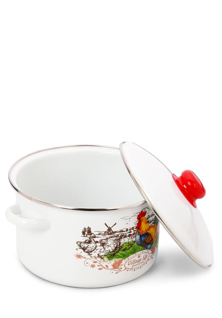 Эмалированная кастрюля с крышкой Петушок шир.  750, рис. 14