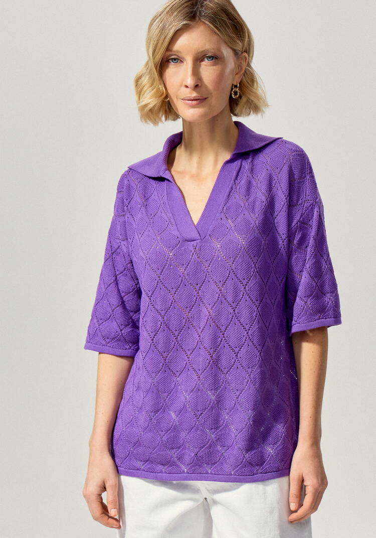 Джемпер-поло с ажурным рисунком шир.  750, рис. 35