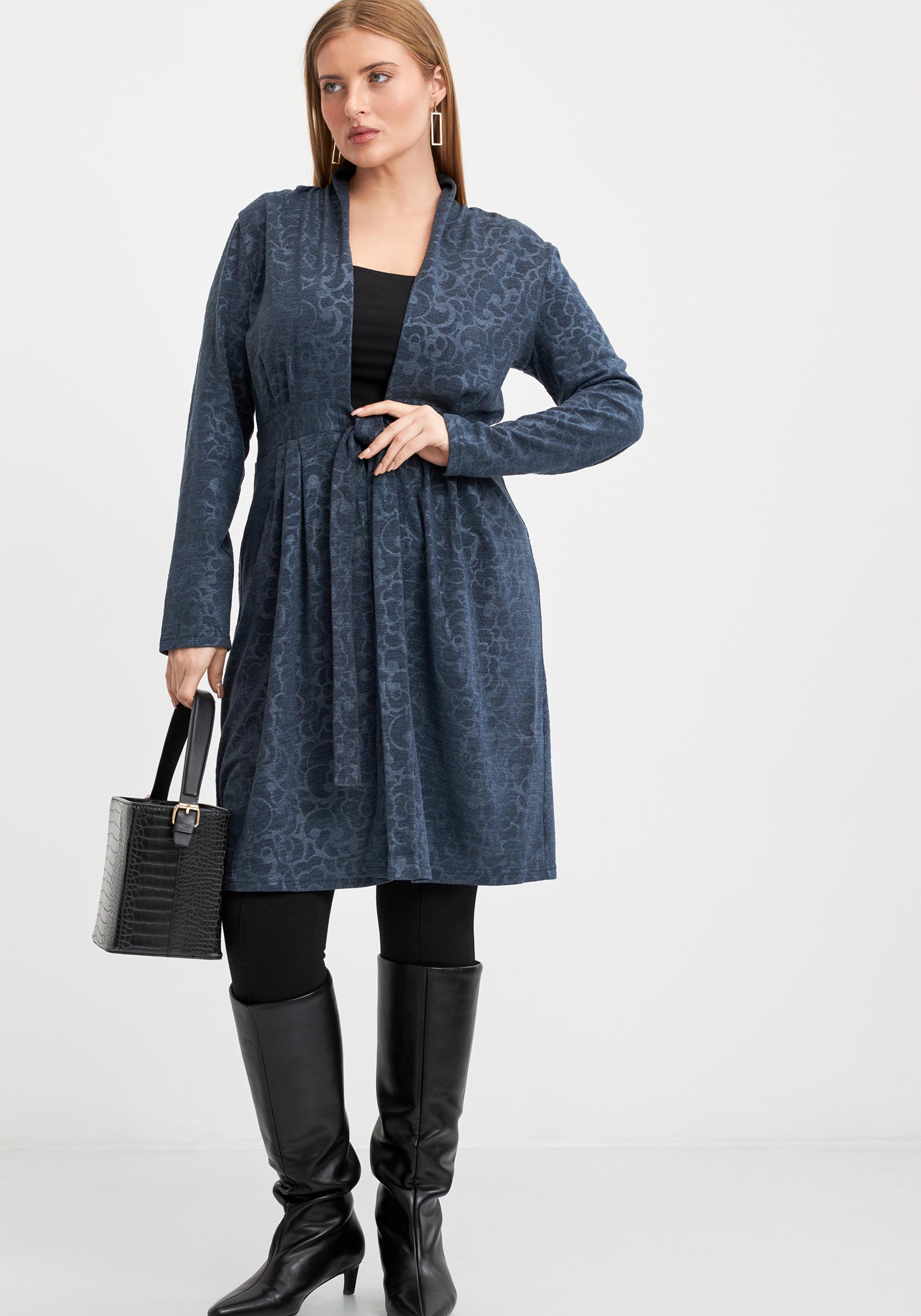 

Кардиган с притачным поясом, Серый