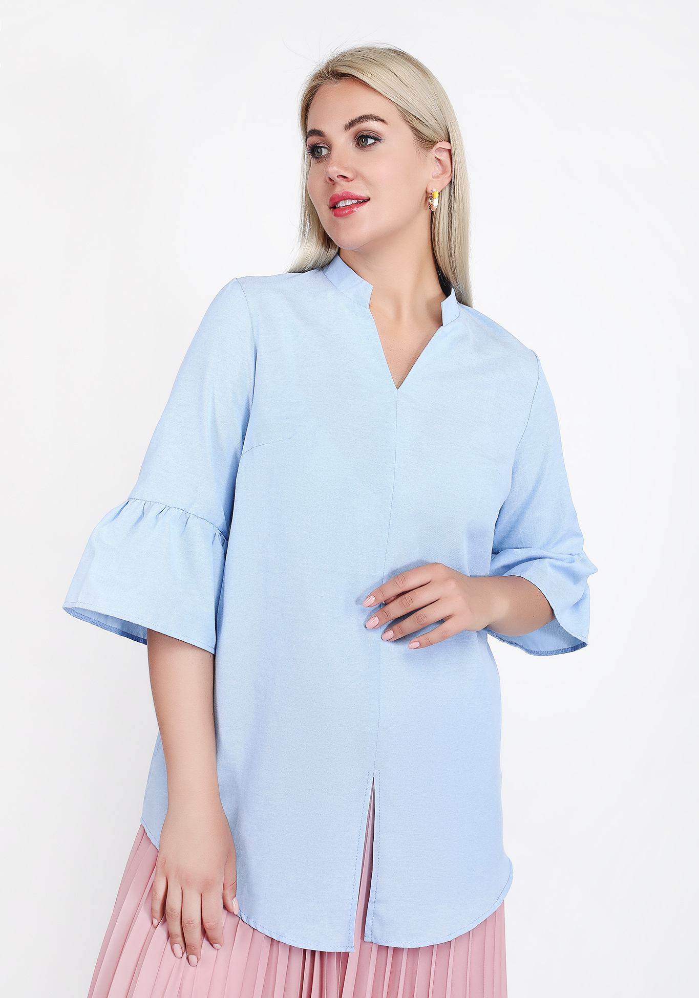 Блуза с расклешенным рукавом А-силуэта Manhattan, размер 48, цвет лавандовый - фото 9